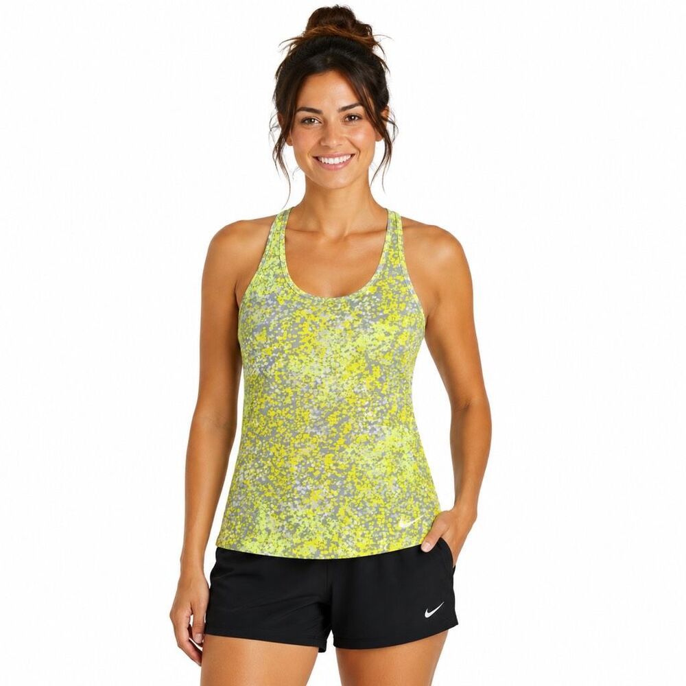 NIKE Women’s Neon Green Sleeveless Dri-FIT Racerback Athletic Tank Top Large